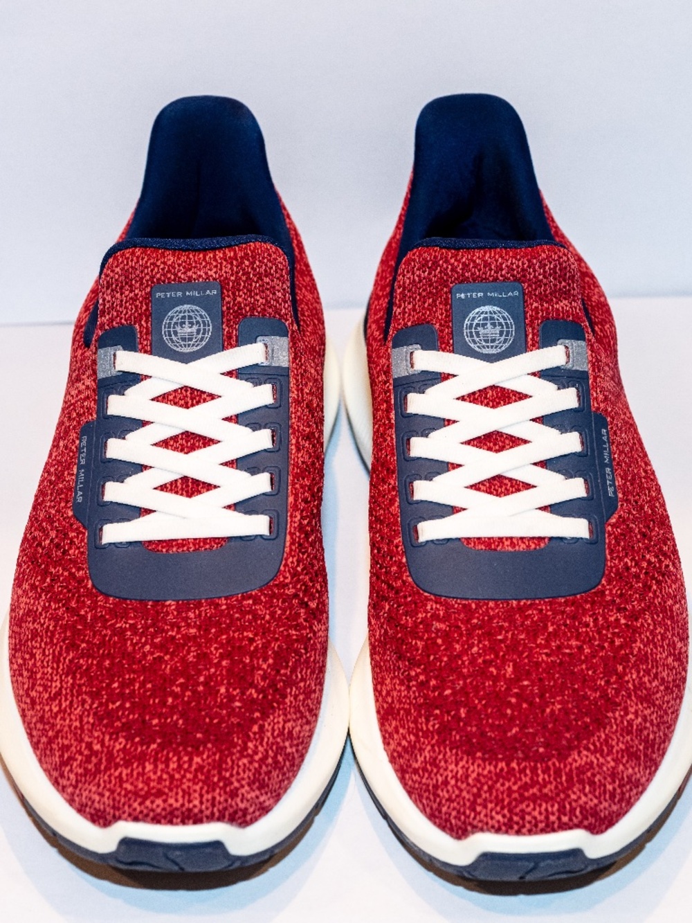 Men's Peter Millar Crown Sport Hyperlight Apollo Sneaker Size 9.5 Red White Navy